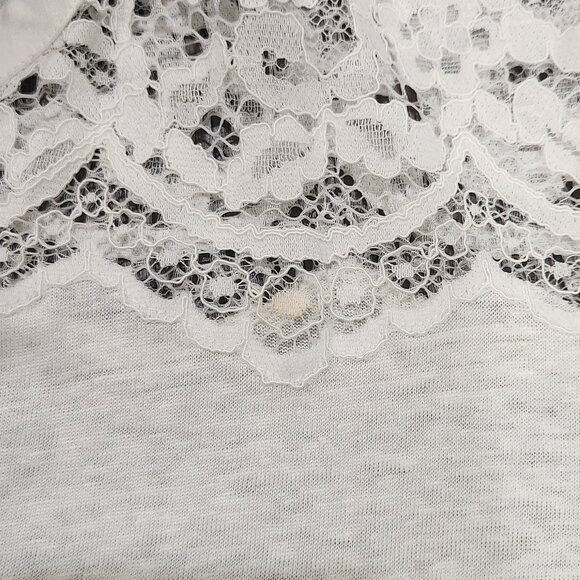 Sandro Women's Long Sleeve Lace Trim Tee - Cream - Picture 6 of 10